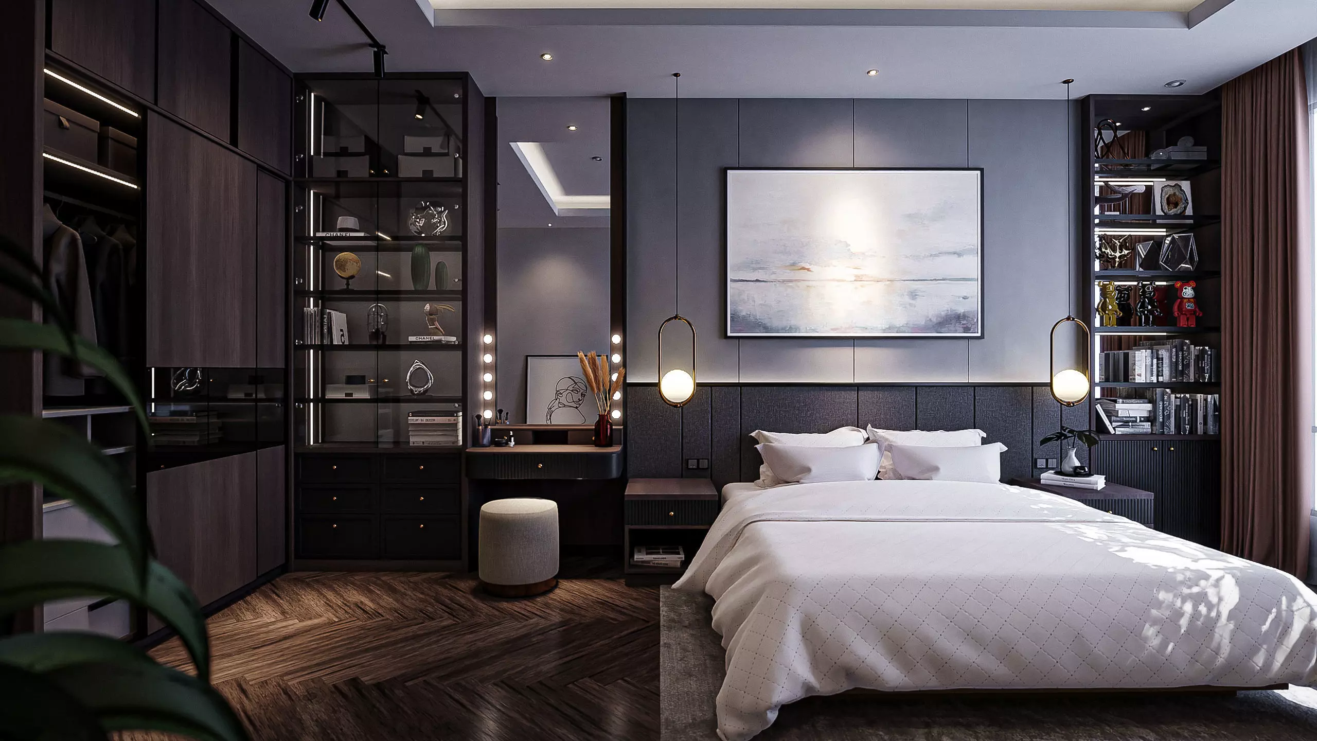 Bedroom Contemporer  Blender - Fbx - Obj 3D model_0