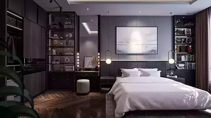 Bedroom Contemporer  Blender - Fbx - Obj 3D model