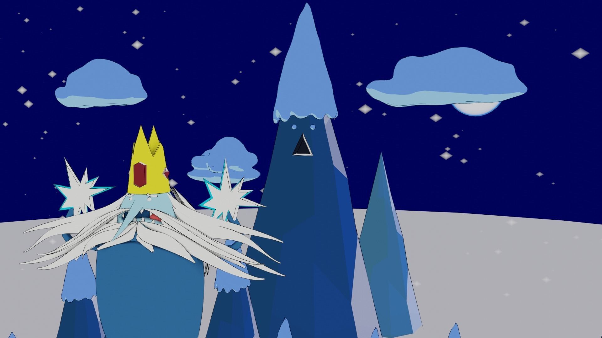 Ice kingdom and Ice king Low-poly 3D model_12