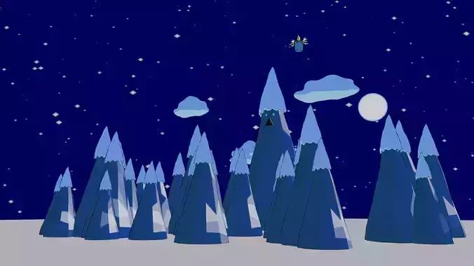 Ice kingdom and Ice king Low-poly 3D model