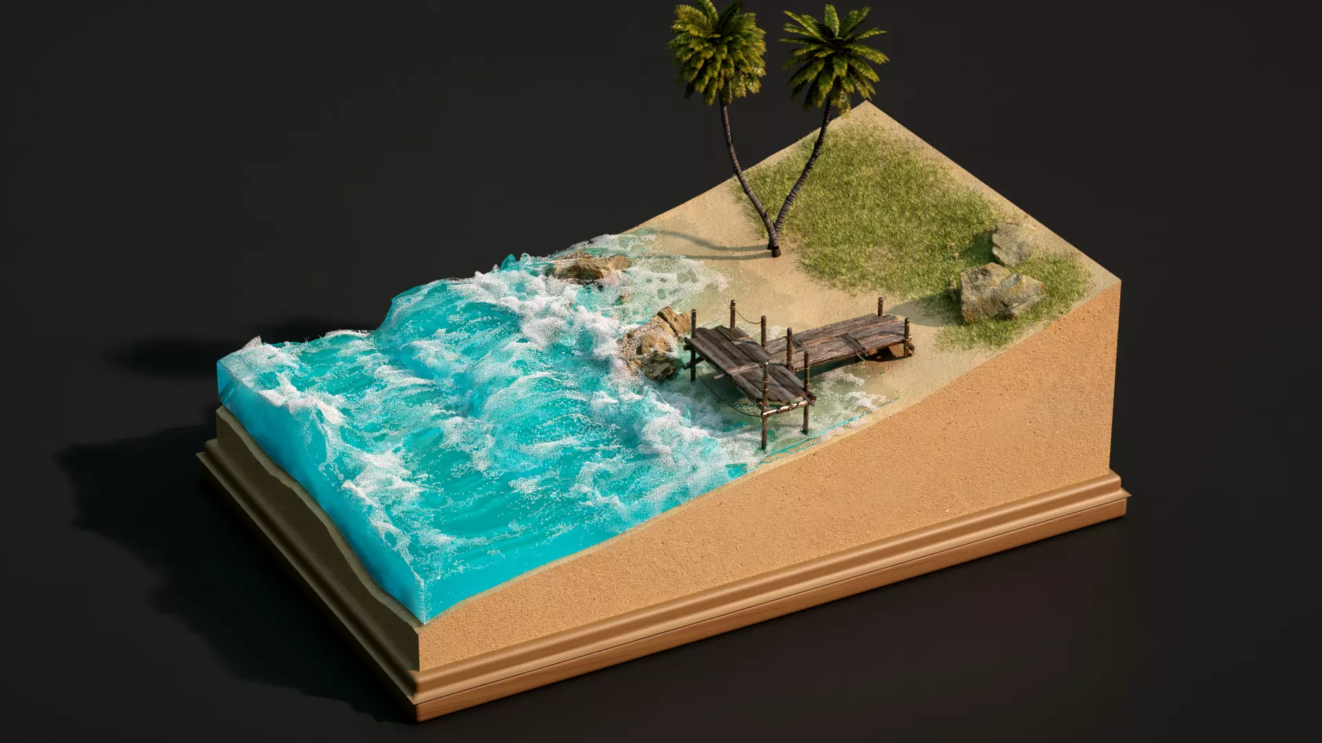 Beach Ocean Animated 3D model_0