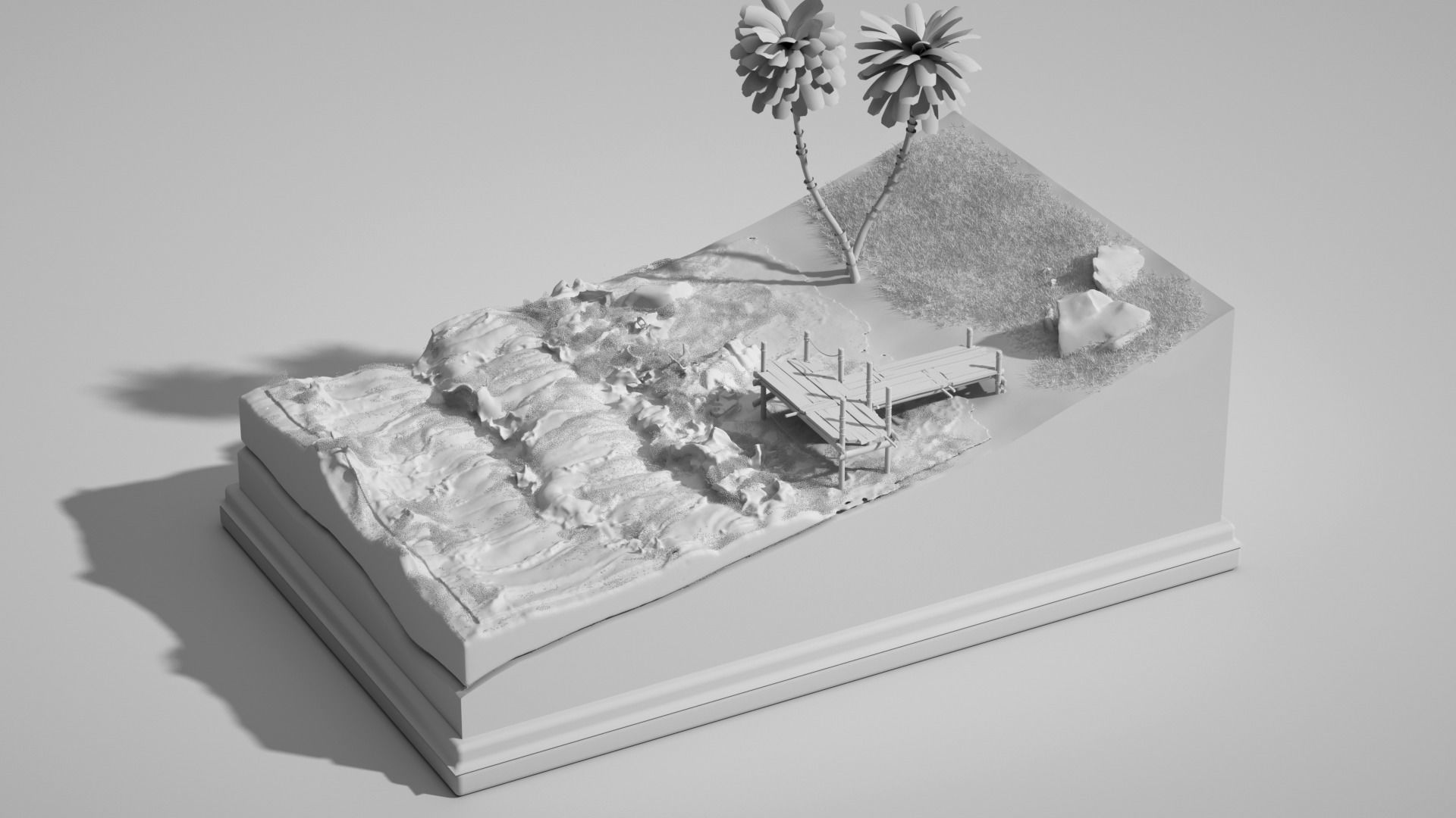 Beach Ocean Animated 3D model_2