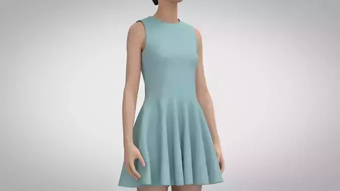 Knit Tunic with Circle Skirt 3D model