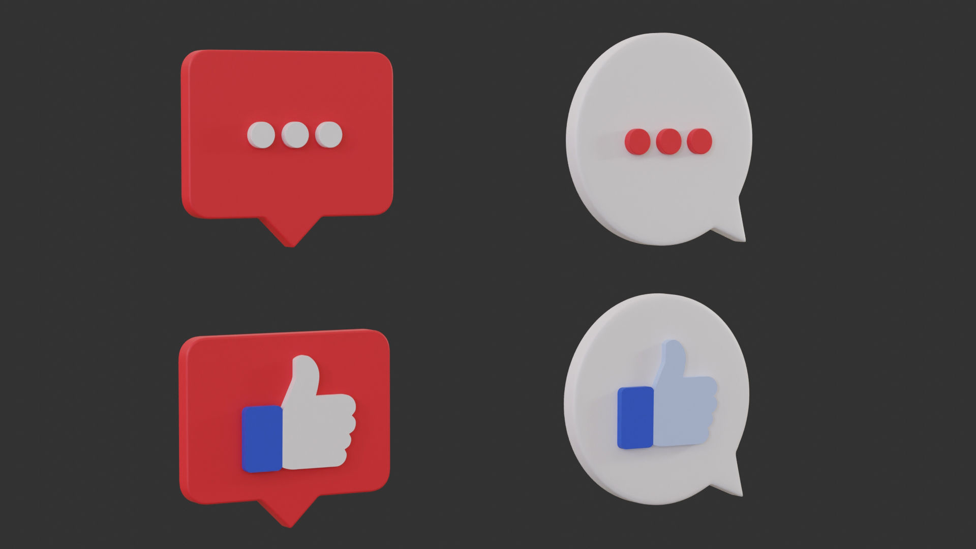 Bubble Notification Icon Set 3D model_5