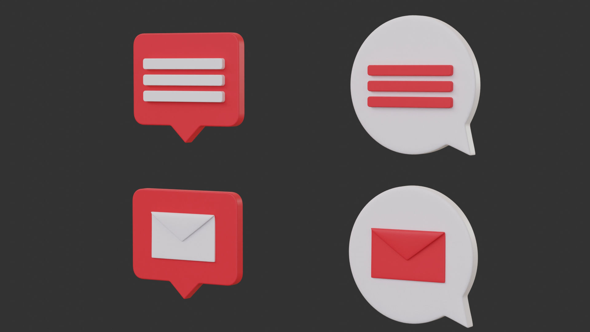 Bubble Notification Icon Set 3D model_12