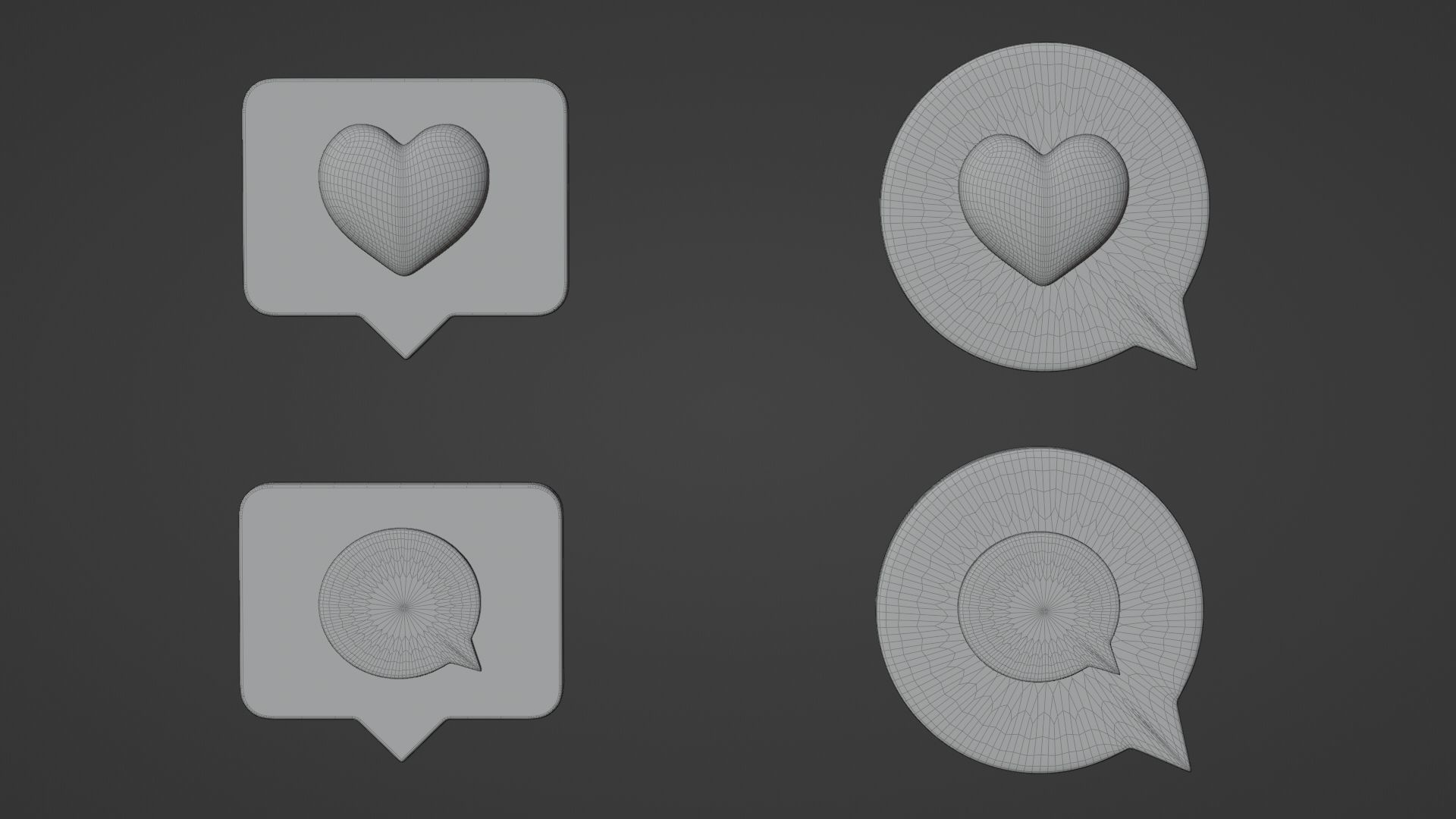 Bubble Notification Icon Set 3D model_17