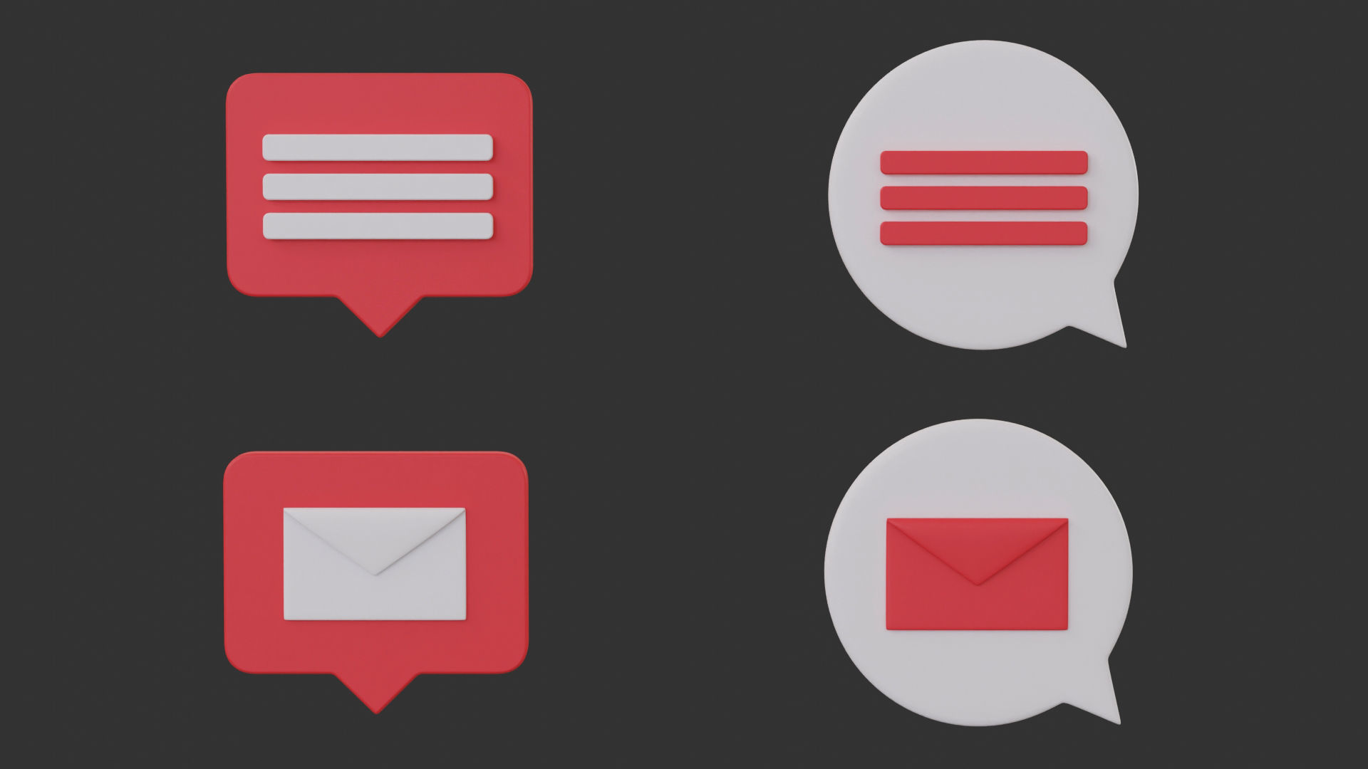 Bubble Notification Icon Set 3D model_10