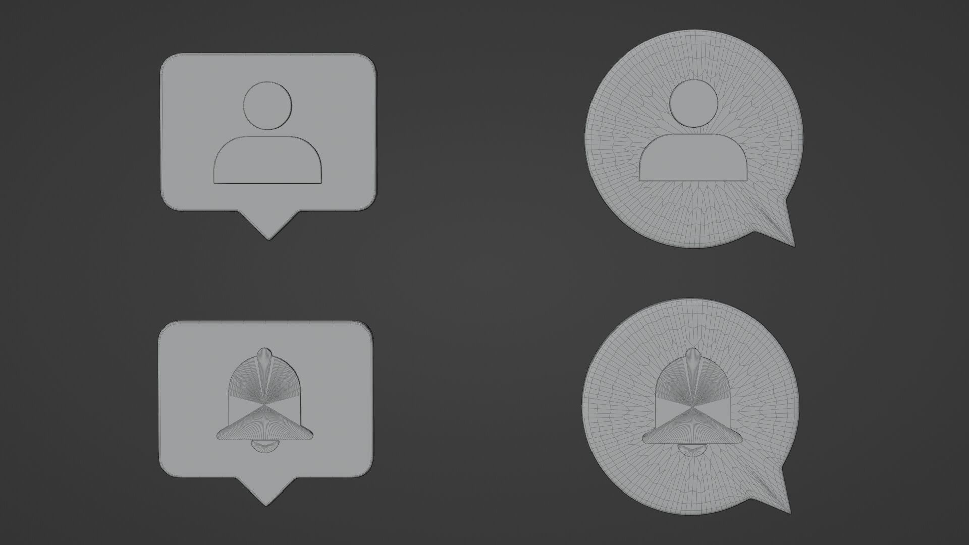Bubble Notification Icon Set 3D model_13