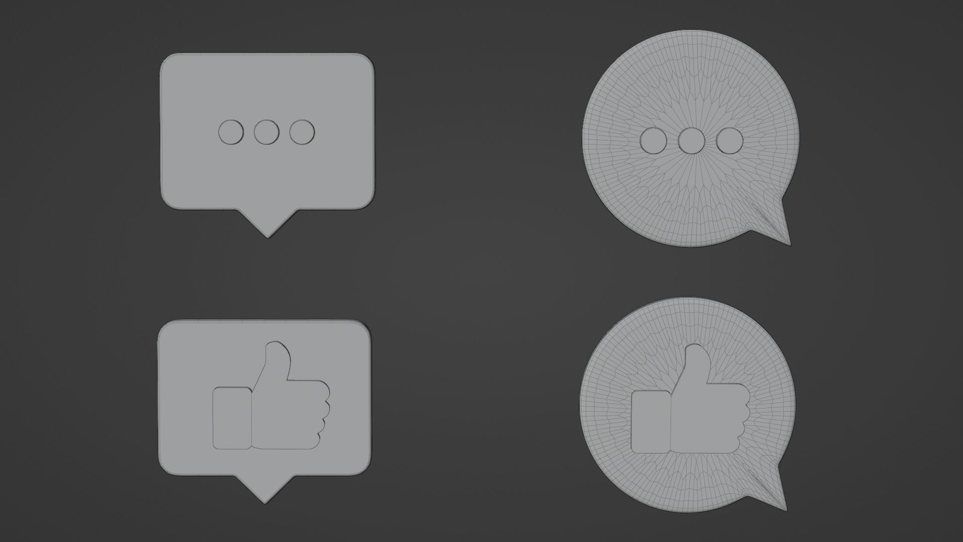 Bubble Notification Icon Set 3D model_15