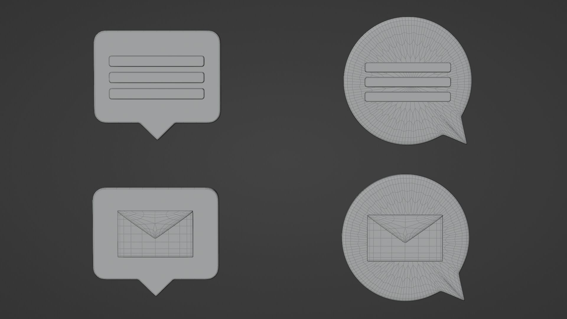Bubble Notification Icon Set 3D model_19