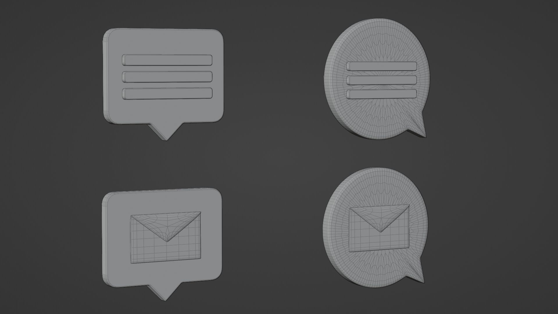 Bubble Notification Icon Set 3D model_20