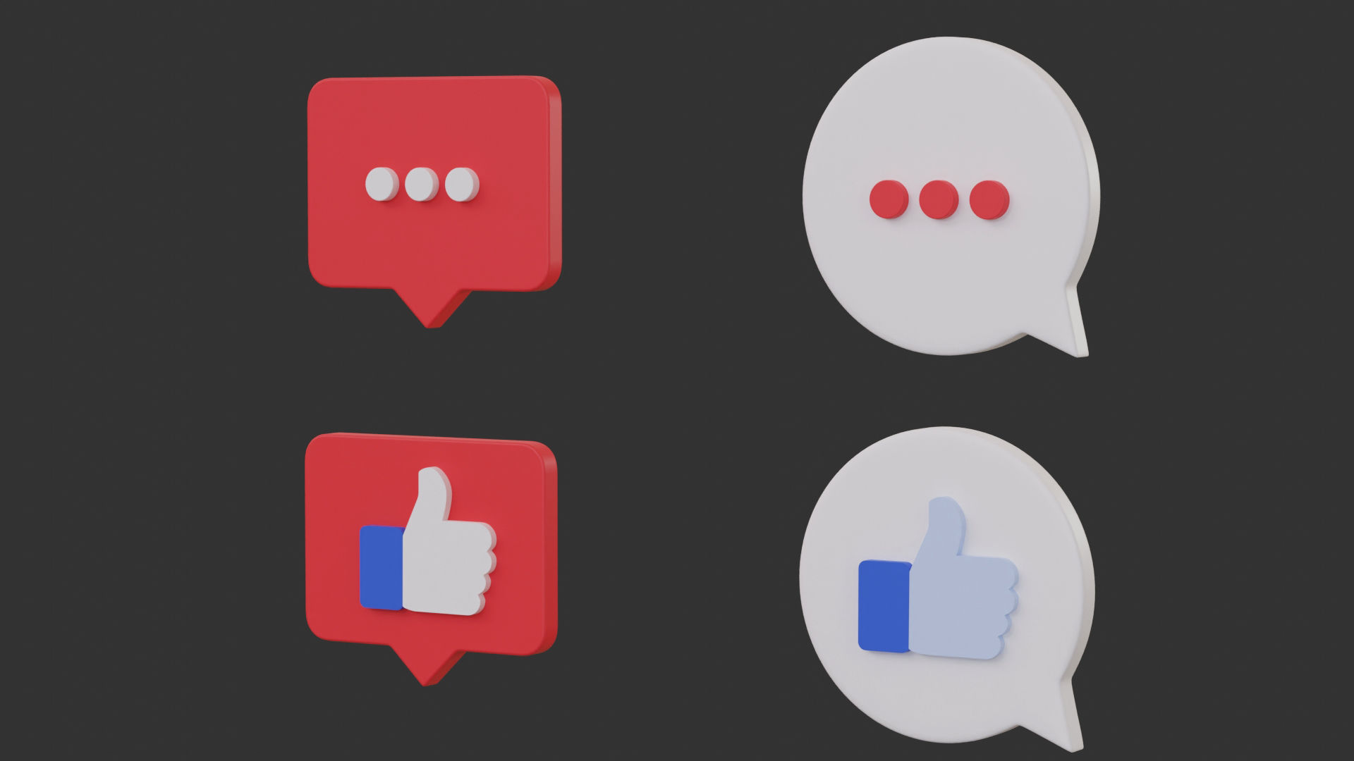 Bubble Notification Icon Set 3D model_6