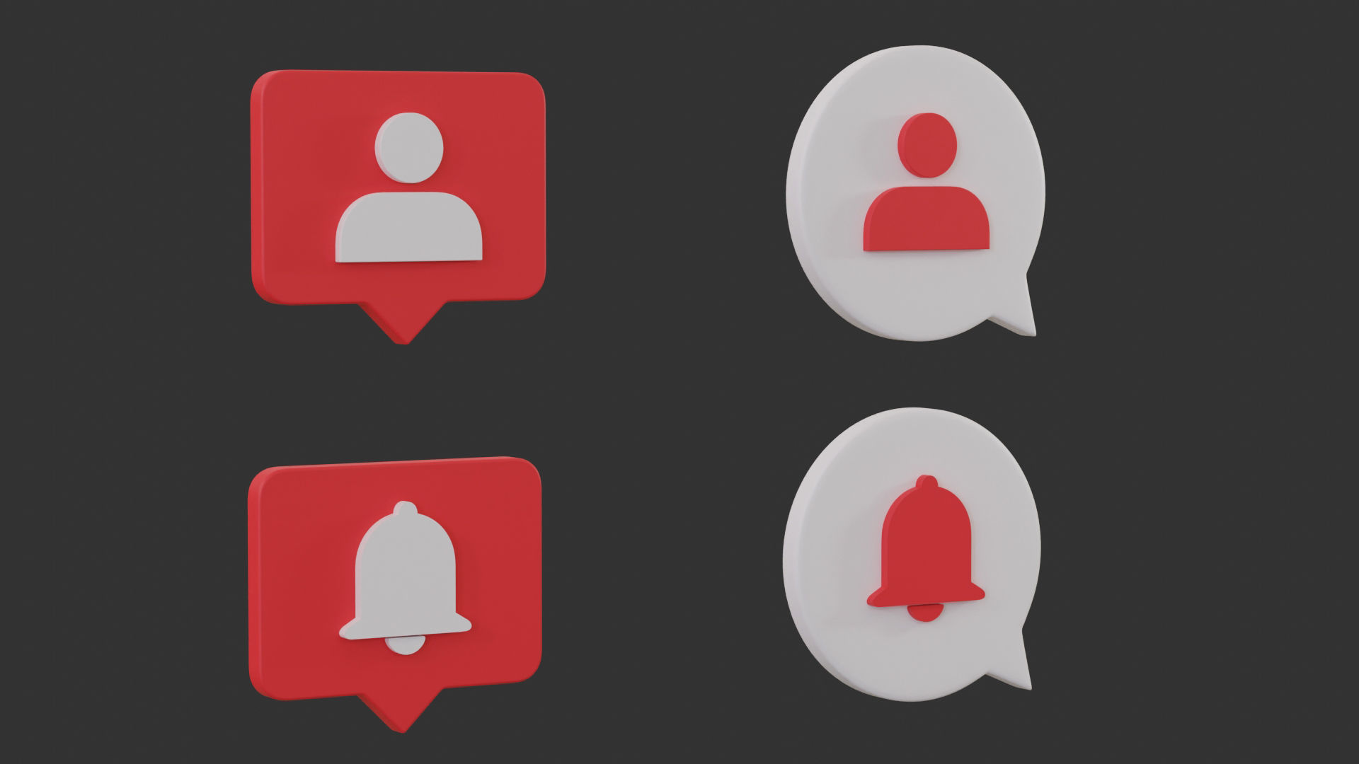Bubble Notification Icon Set 3D model_2