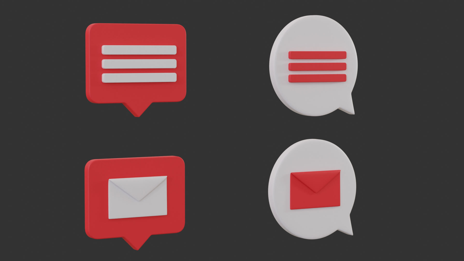 Bubble Notification Icon Set 3D model_11