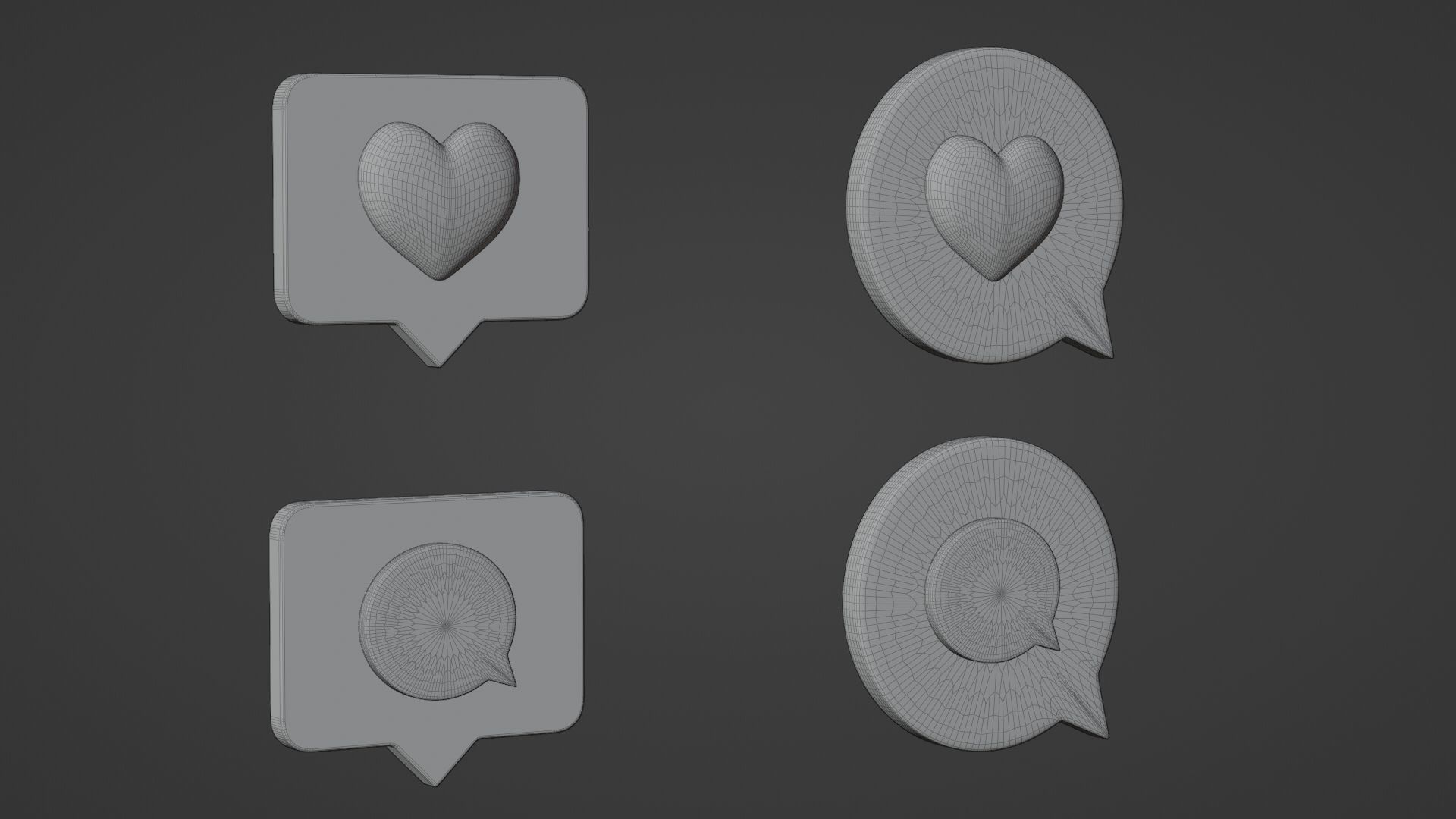 Bubble Notification Icon Set 3D model_18