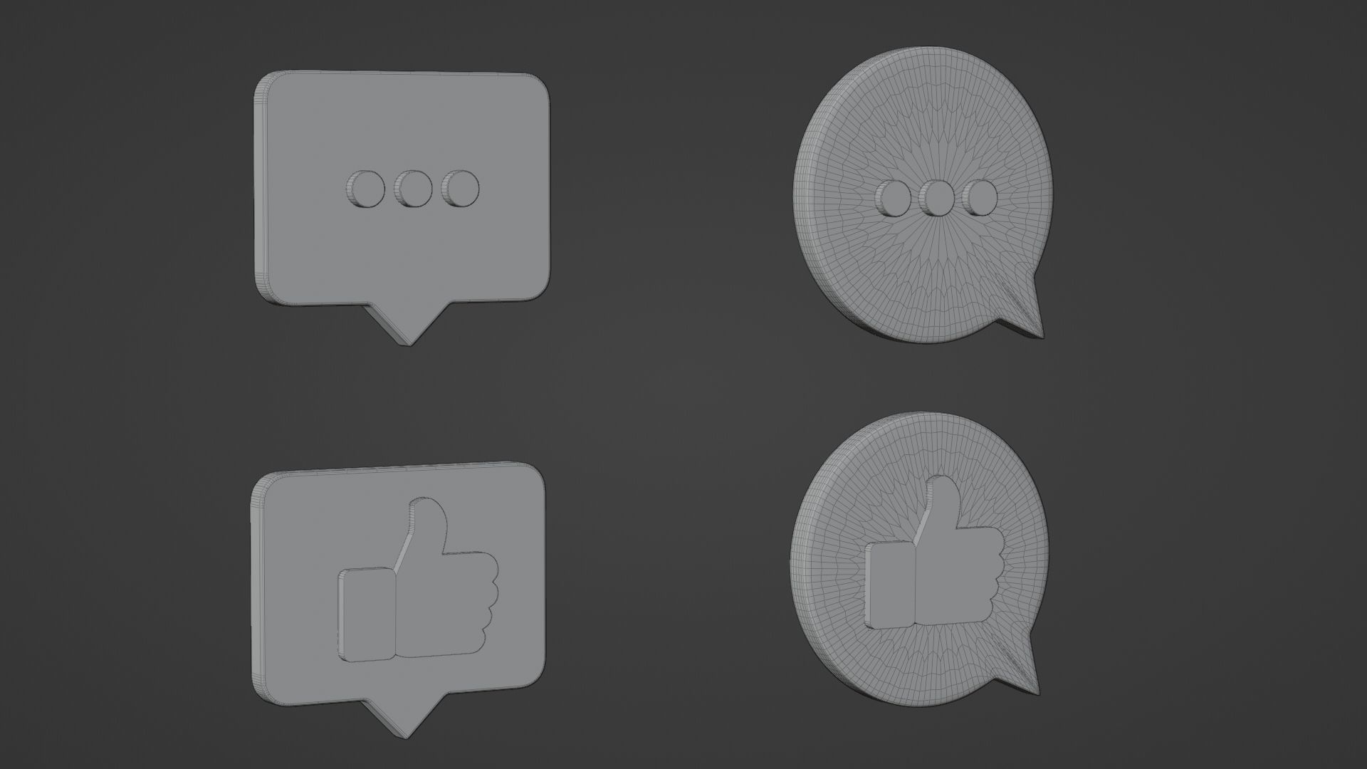 Bubble Notification Icon Set 3D model_16