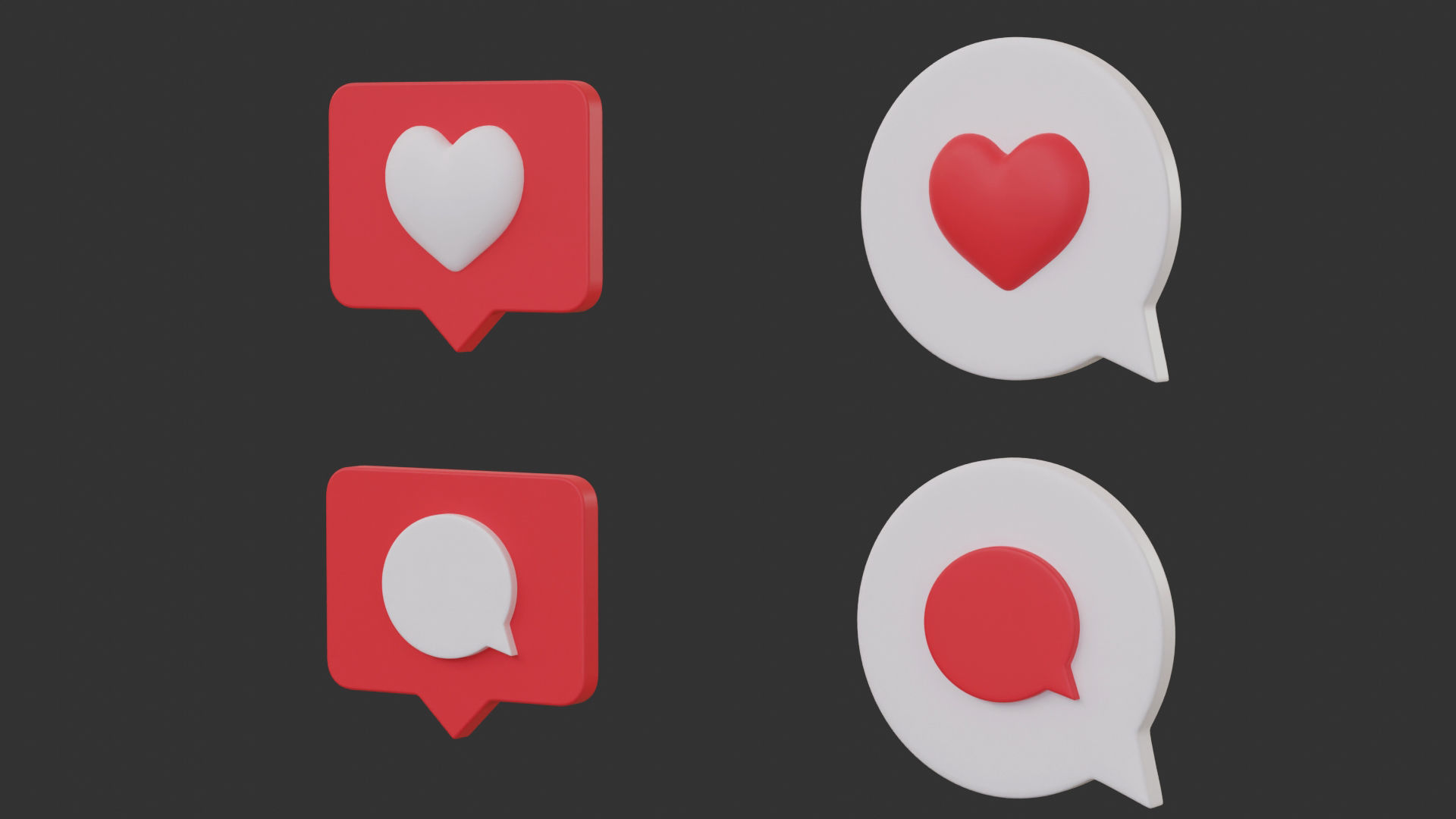 Bubble Notification Icon Set 3D model_9
