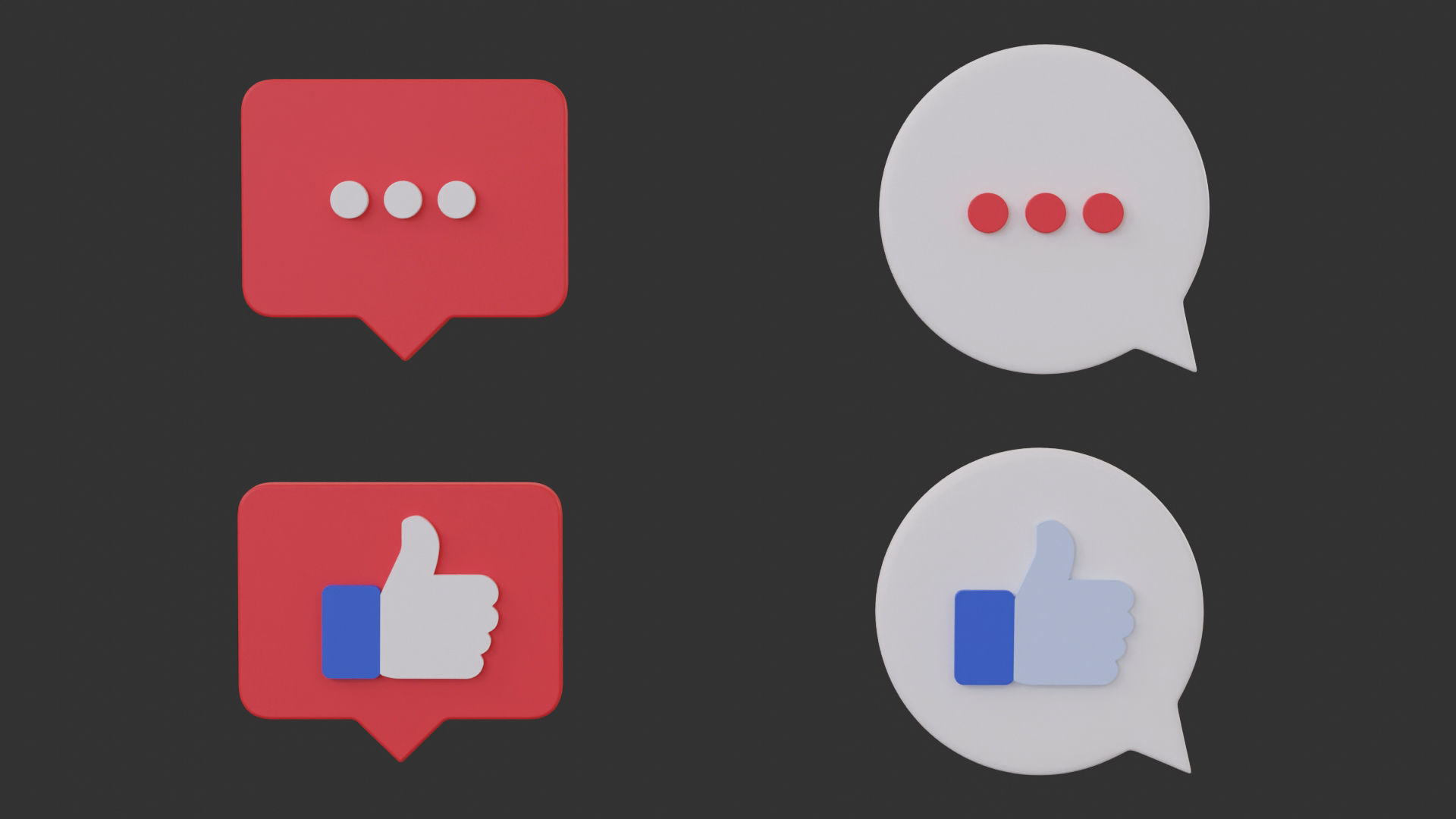 Bubble Notification Icon Set 3D model_4