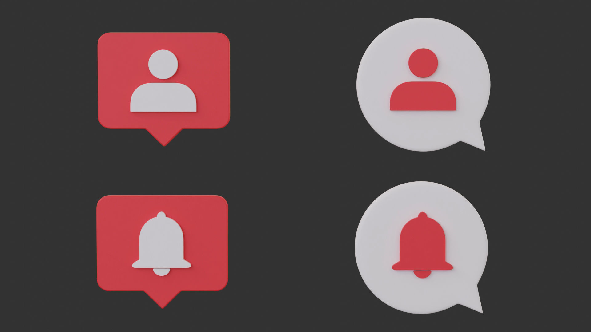 Bubble Notification Icon Set 3D model_1