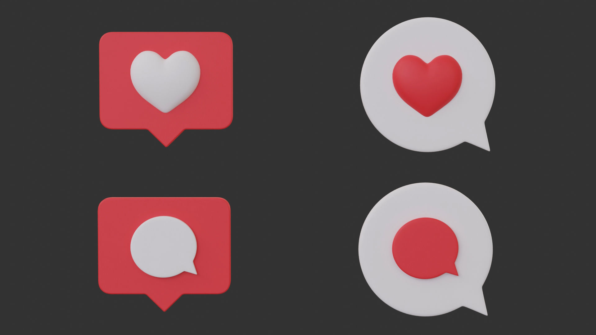Bubble Notification Icon Set 3D model_7