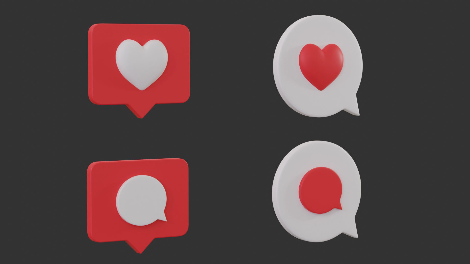 Bubble Notification Icon Set 3D model_8
