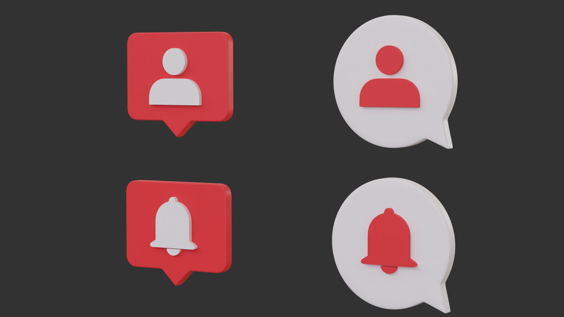 Bubble Notification Icon Set 3D model_3