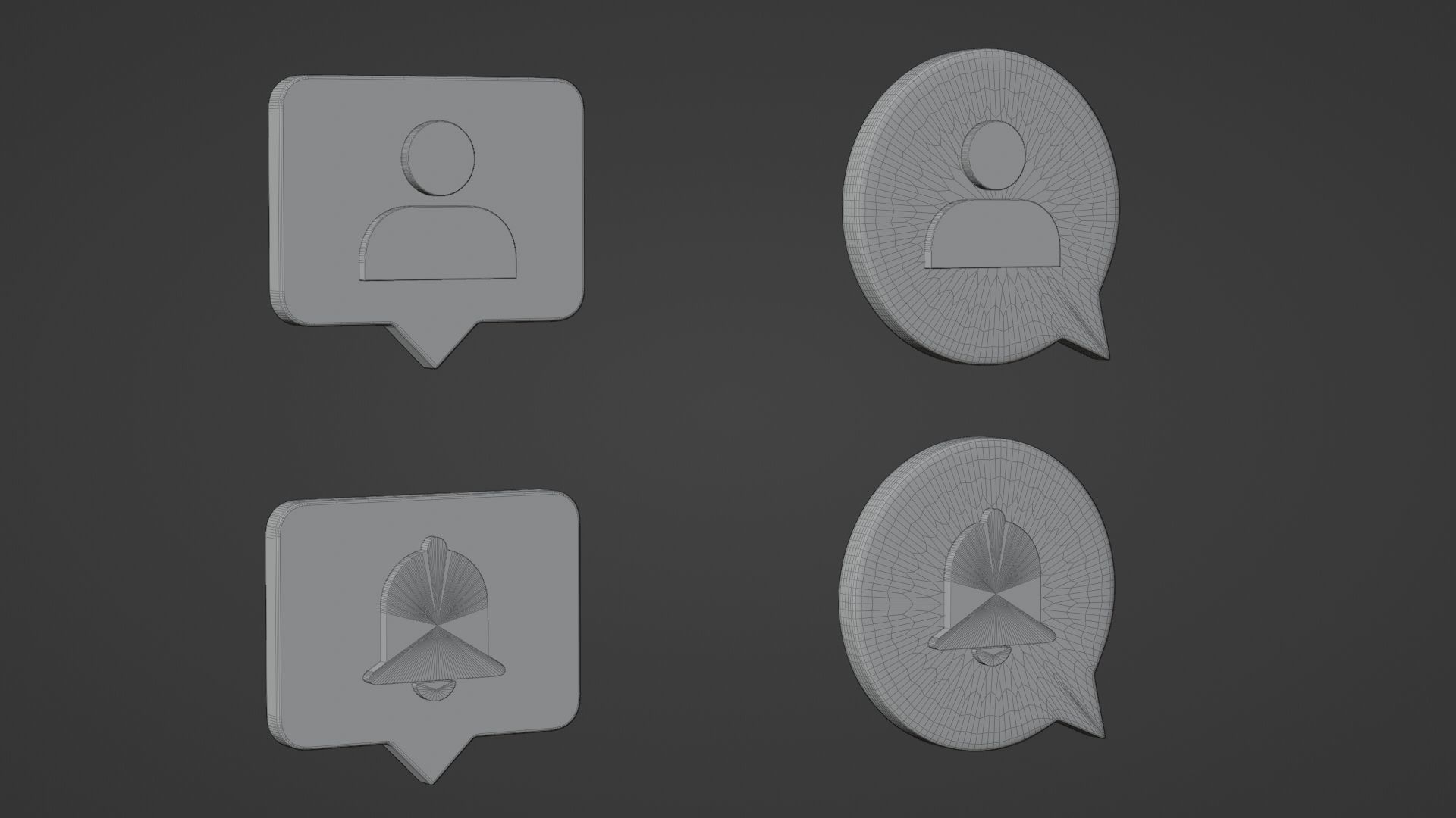 Bubble Notification Icon Set 3D model_14