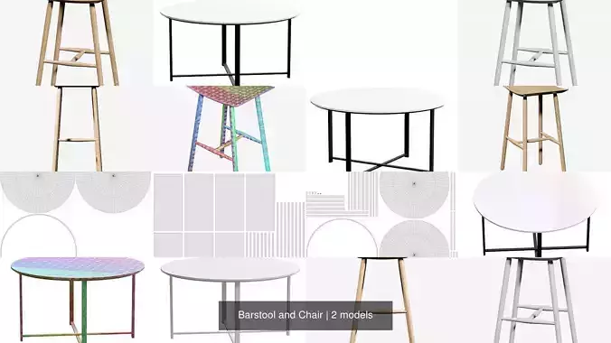 Barstool and Chair 3D Model Collection
