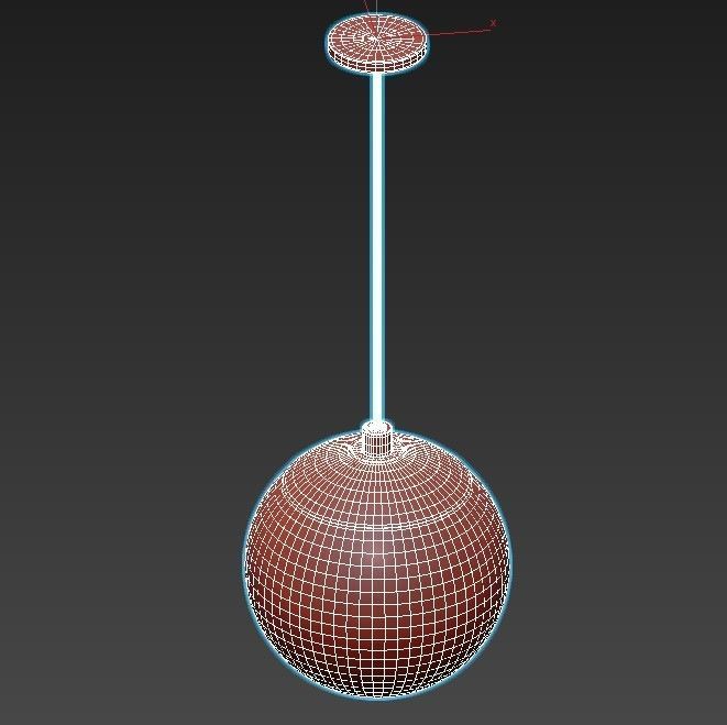 OXFORD gold pendant light with glass globe 3D model_2