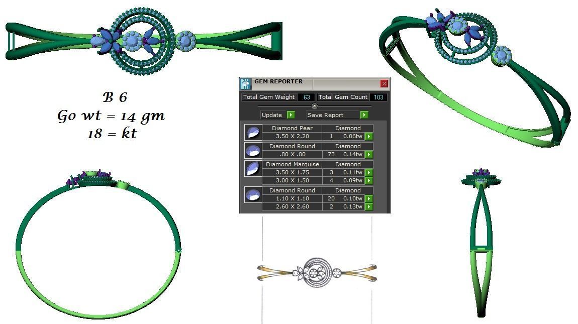 Women Bracelet 3dm STL OBJ FBX Renders details 3D print model_3