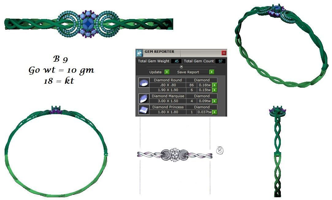 Women Bracelet 3dm STL OBJ FBX Renders details 3D print model_3