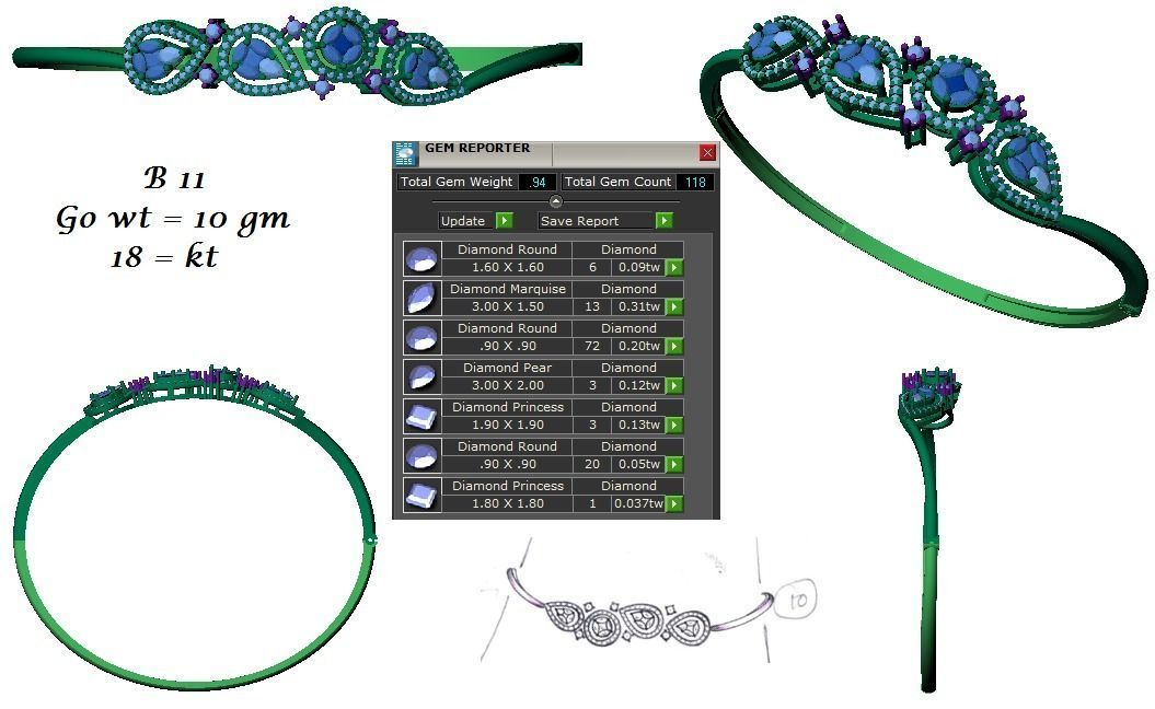 Women Bracelet 3dm STL OBJ FBX Renders details 3D print model_3