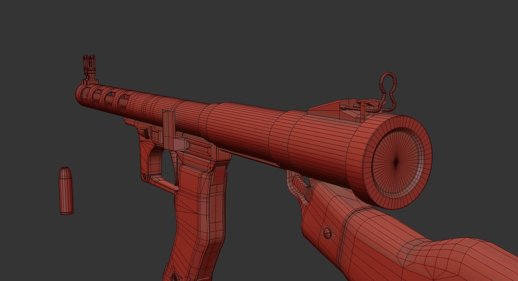 Japanese  Type 1 Nambu Sub Machine Gun  Low-poly 3D model_21