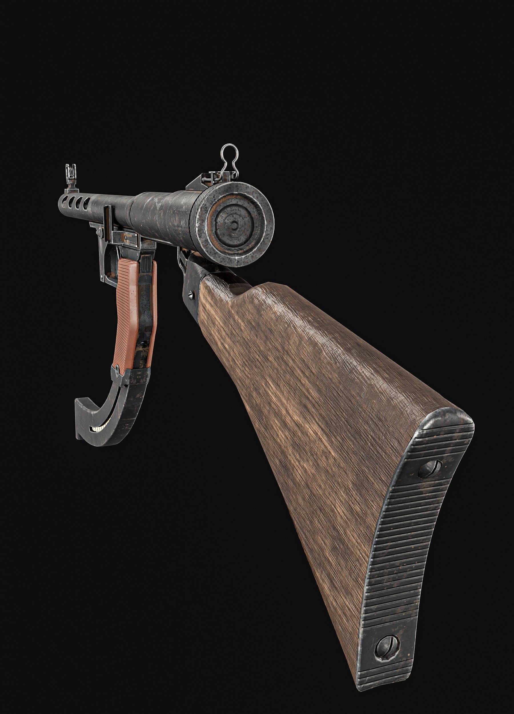 Japanese  Type 1 Nambu Sub Machine Gun  Low-poly 3D model_2