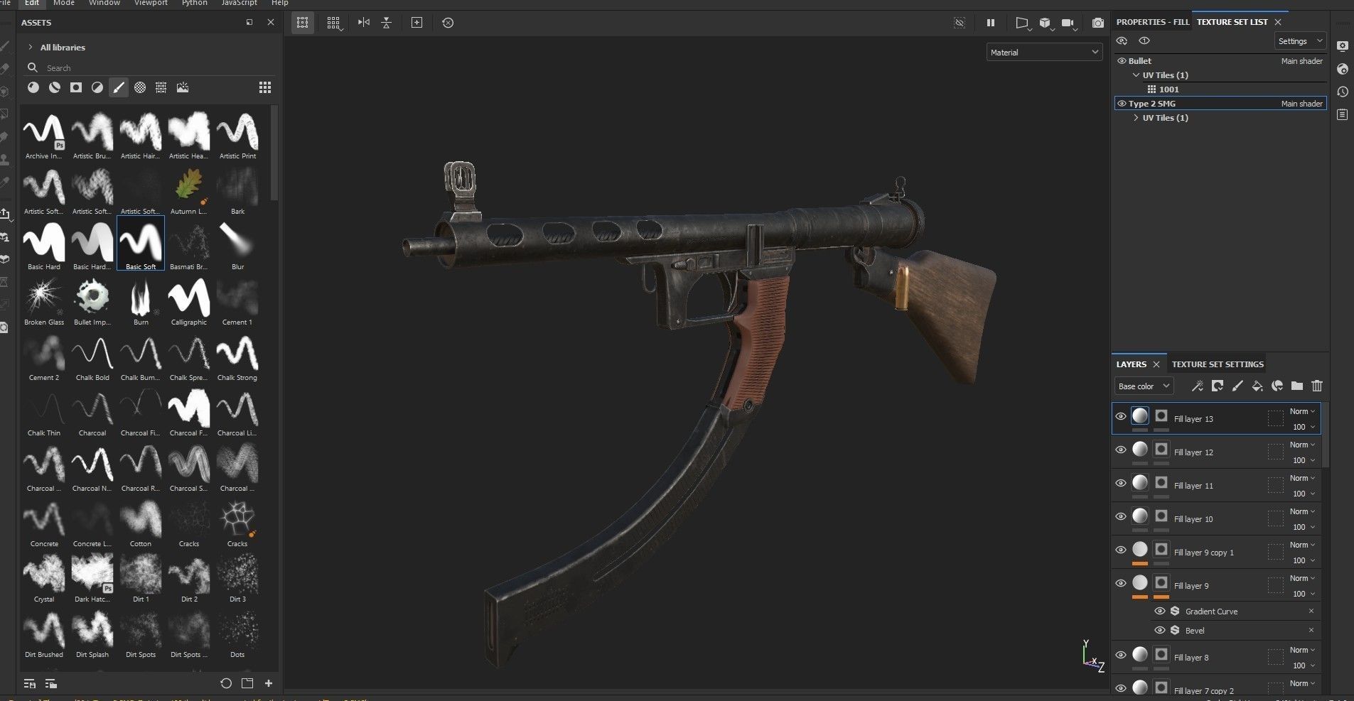 Japanese  Type 1 Nambu Sub Machine Gun  Low-poly 3D model_17