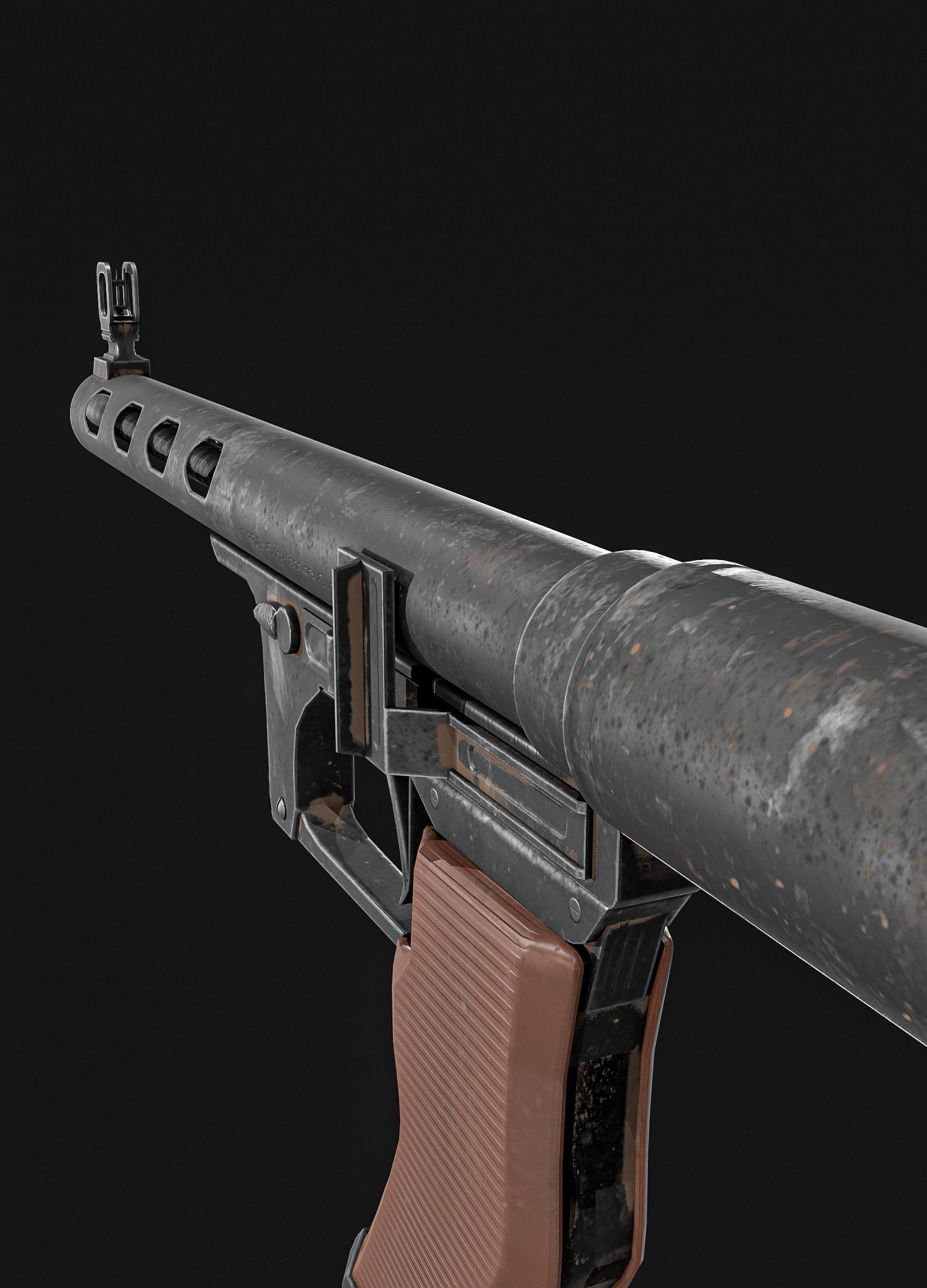 Japanese  Type 1 Nambu Sub Machine Gun  Low-poly 3D model_11