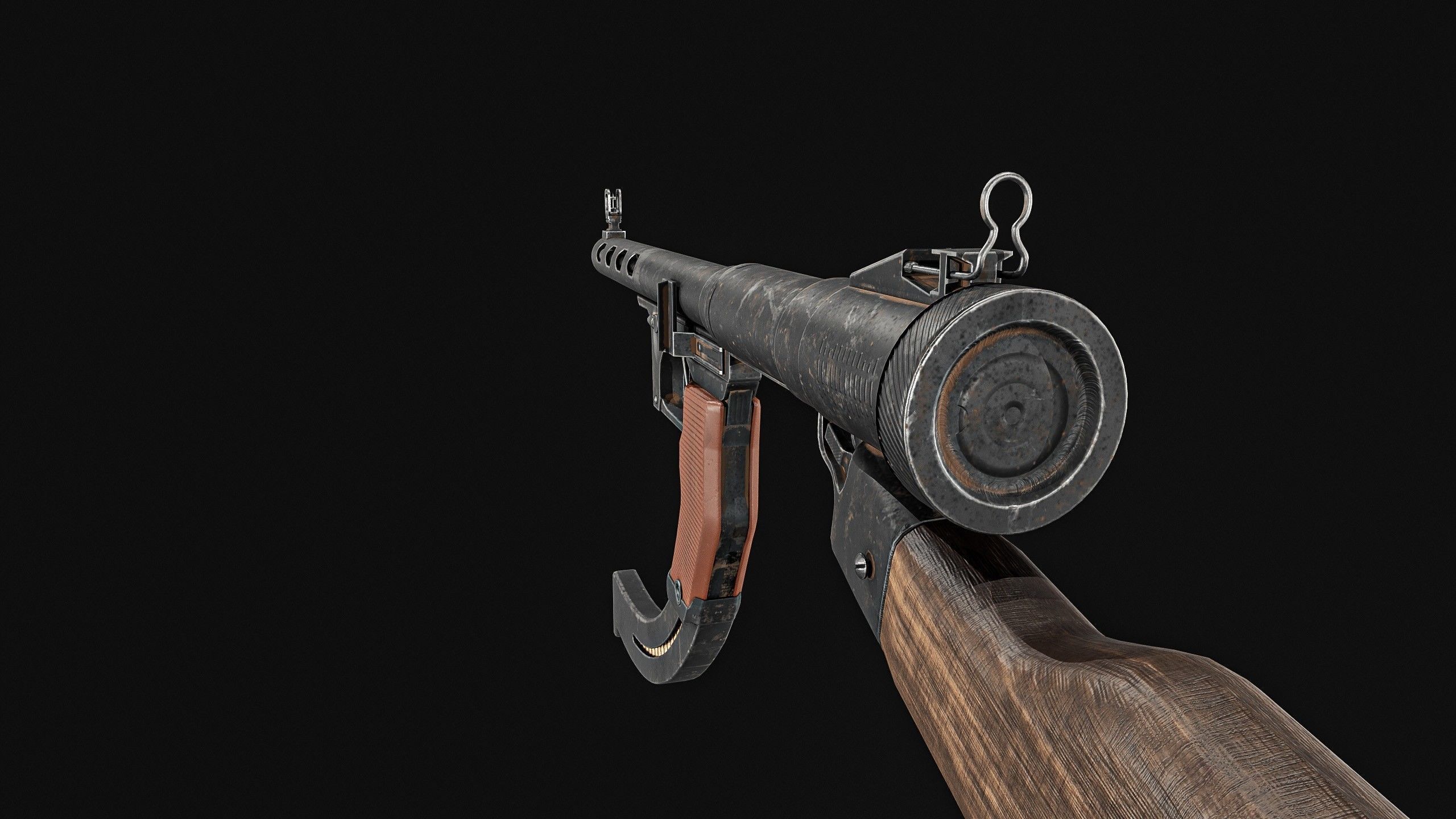 Japanese  Type 1 Nambu Sub Machine Gun  Low-poly 3D model_13