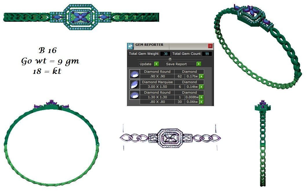 Women Bracelet 3dm STL OBJ FBX Renders details 3D print model_3