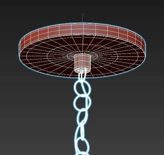 OXFORD six light chandelier in brass with glass balls 3D model_5