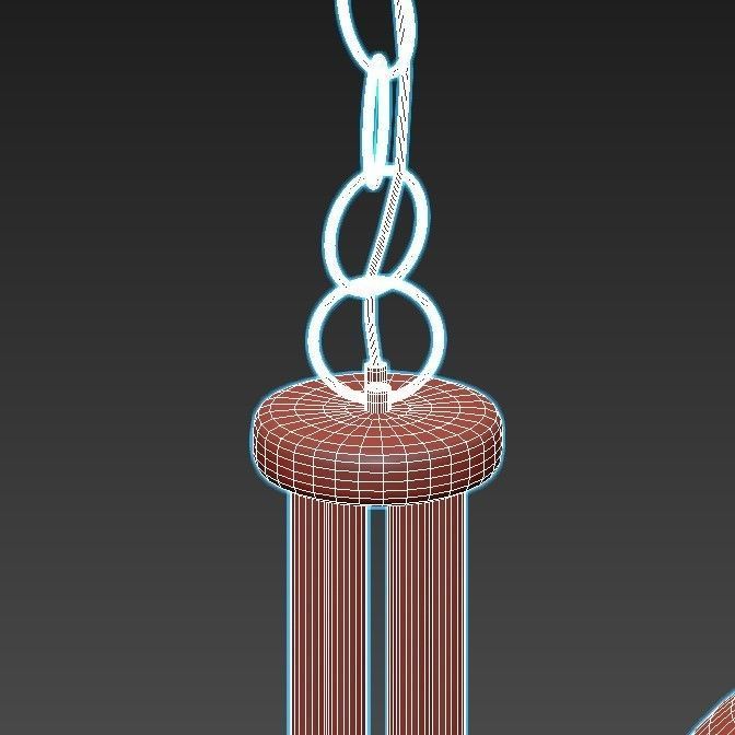 OXFORD six light chandelier in brass with glass balls 3D model_6