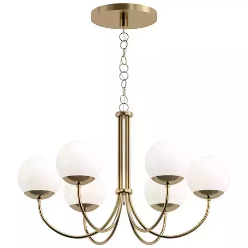OXFORD six light chandelier in brass with glass balls