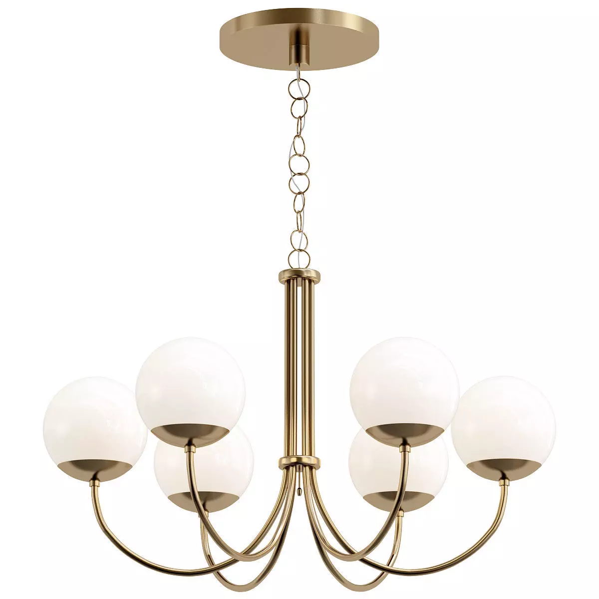 OXFORD six light chandelier in brass with glass balls 3D model_0