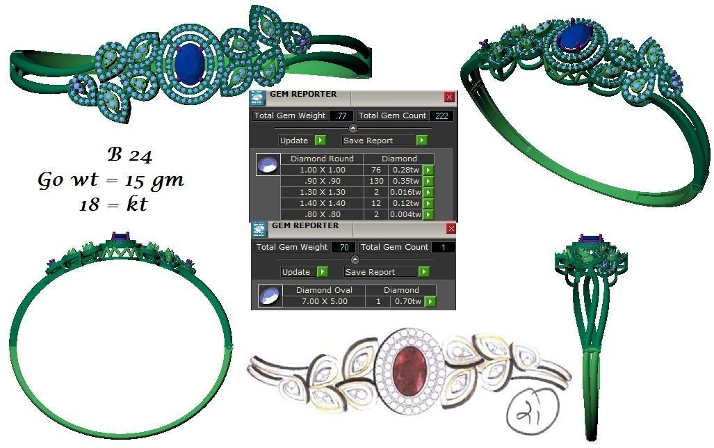 Women Bracelet 3dm STL OBJ FBX Renders details 3D print model_3