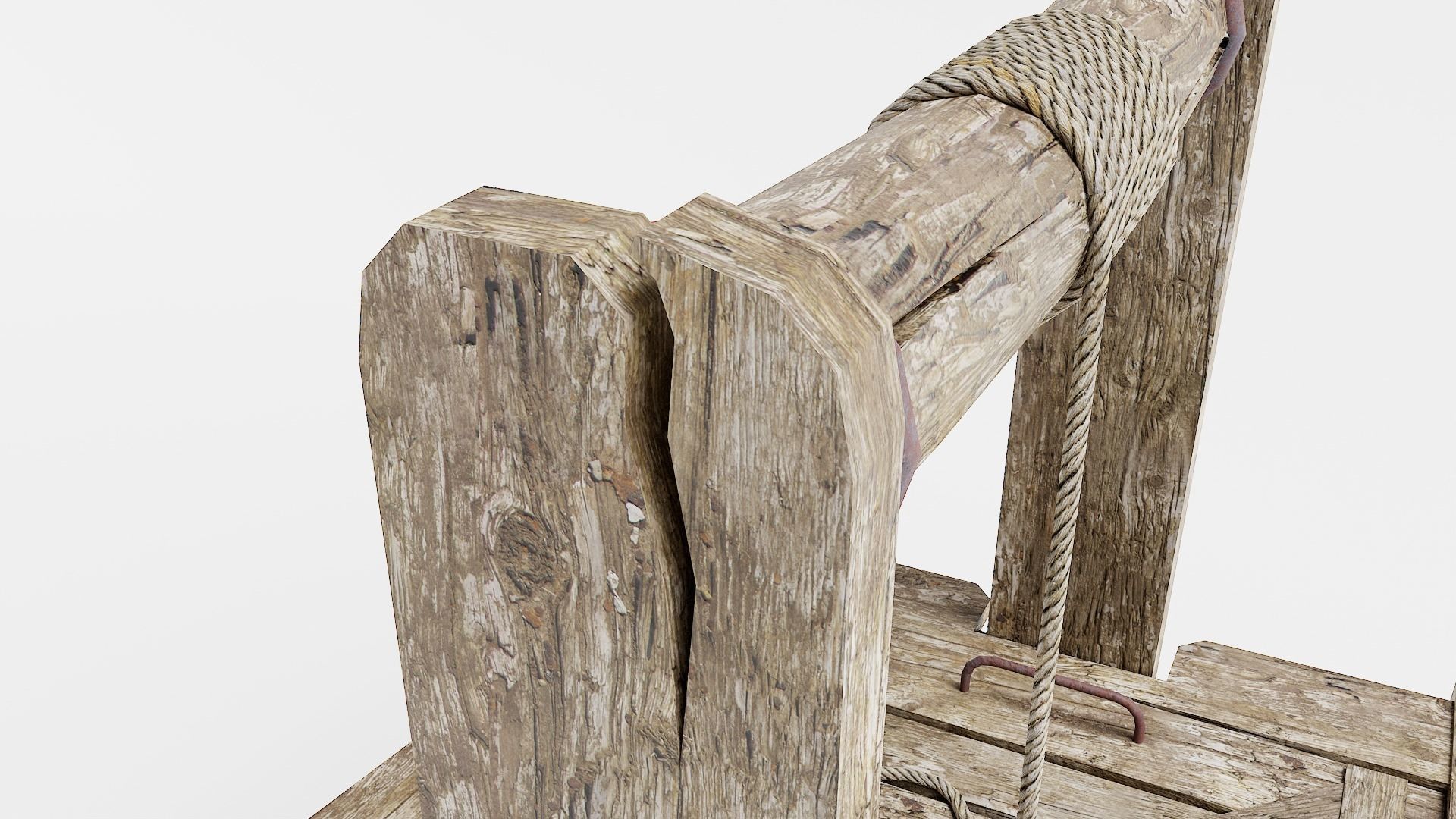 PBR old damaged wooden water well da1 Low-poly 3D model_11