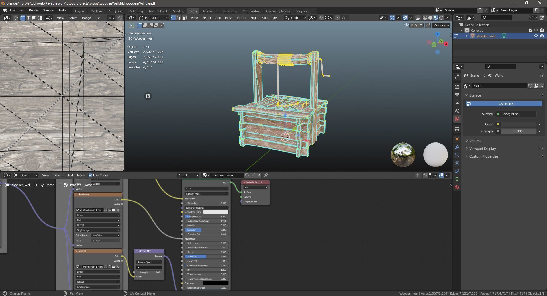 PBR old damaged wooden water well da1 Low-poly 3D model_16