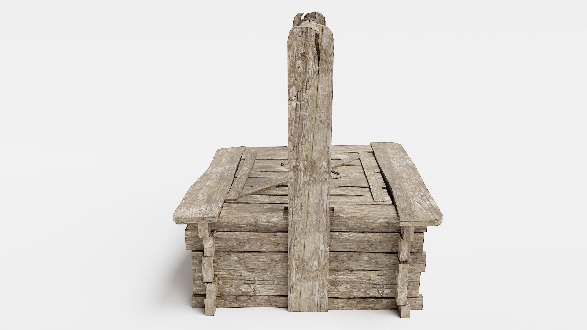 PBR old damaged wooden water well da1 Low-poly 3D model_5