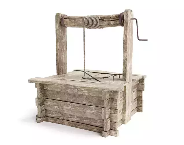 PBR old damaged wooden water well da1