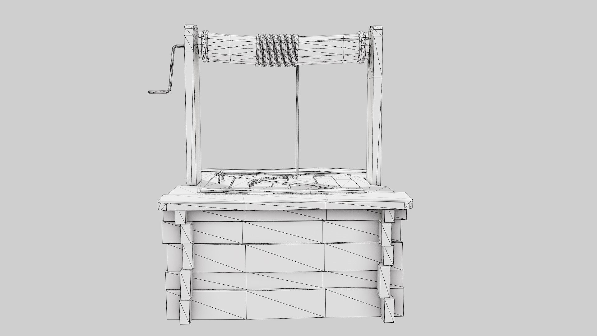 PBR old damaged wooden water well da1 Low-poly 3D model_18