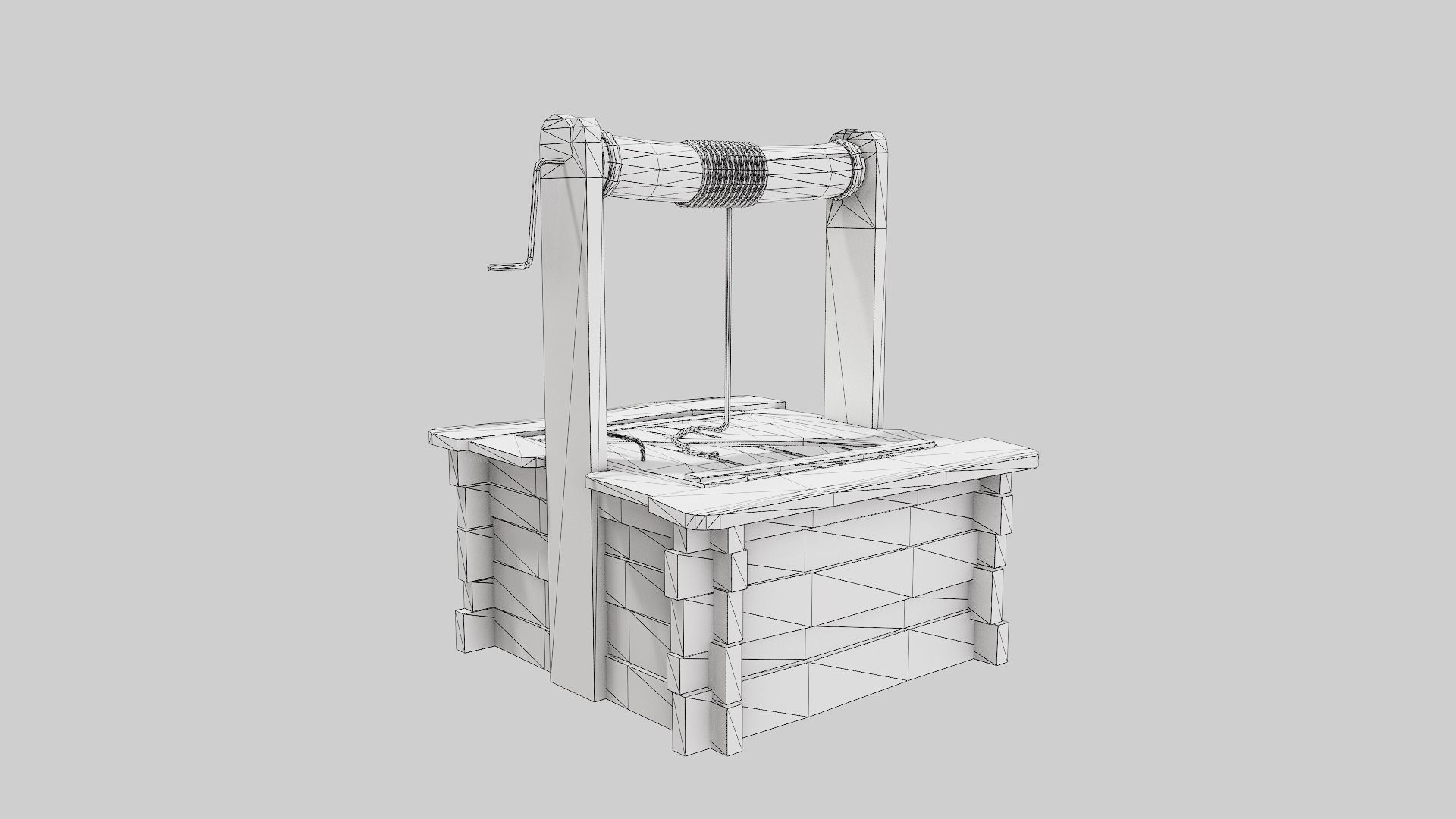 PBR old damaged wooden water well da1 Low-poly 3D model_20