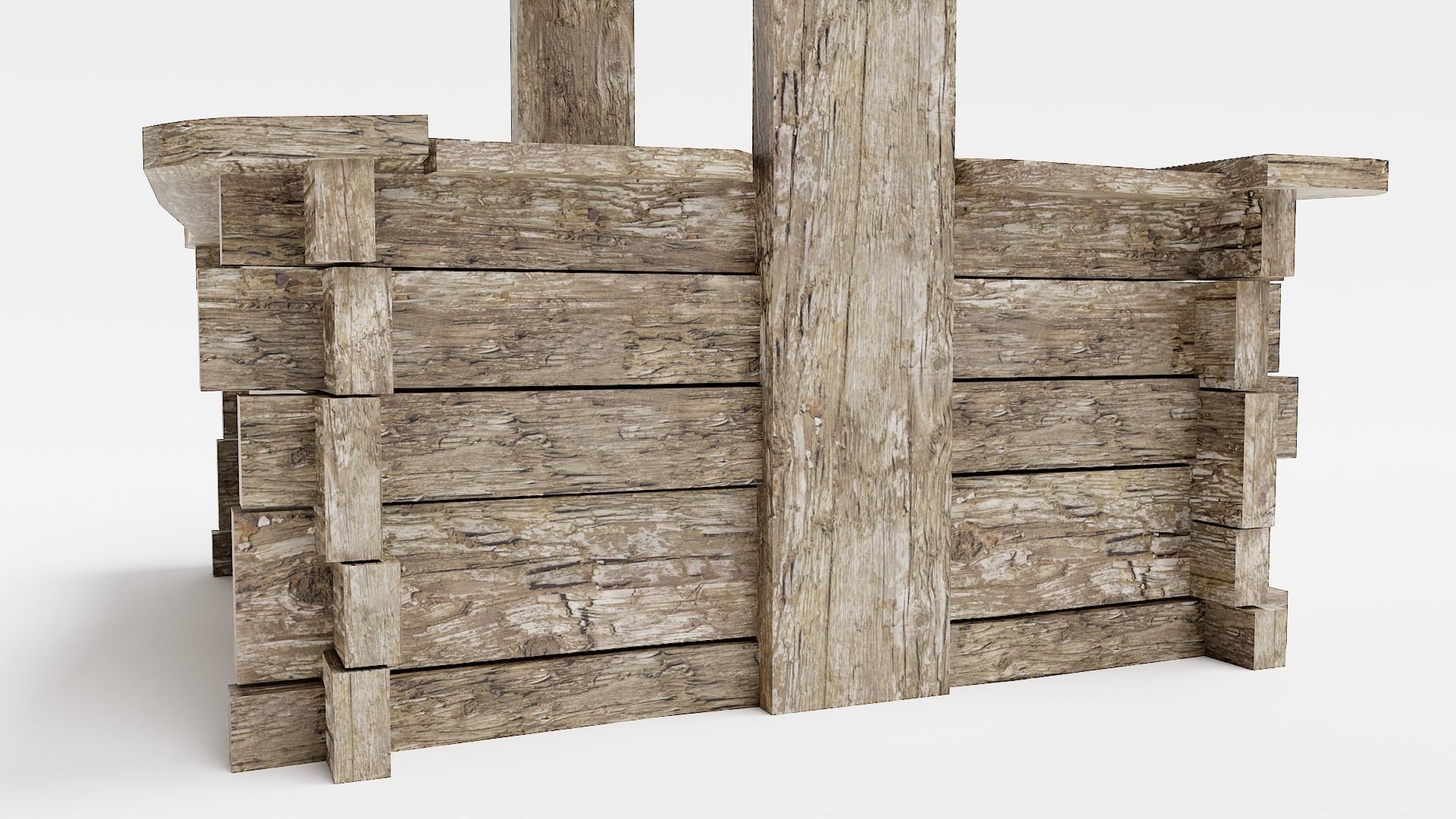 PBR old damaged wooden water well da1 Low-poly 3D model_12